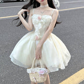 ribbons galore dress to impress Summer New Korean Style Niche Exquisite Waist Slimming Sling Tail Dress Short Skirt for Women